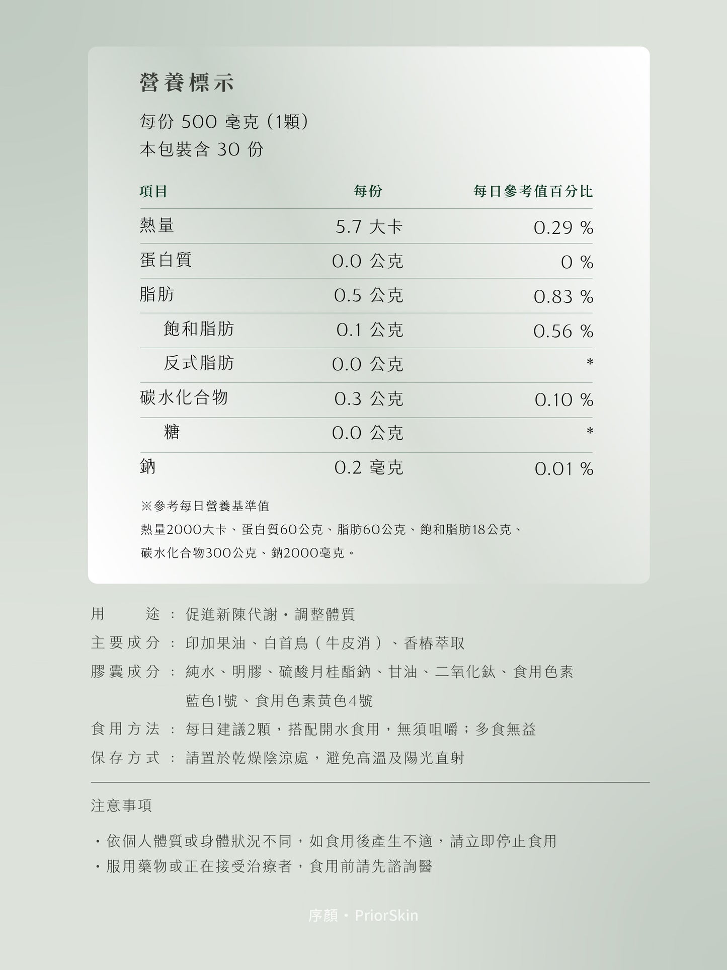 平衡油萃膠囊|序顏PriorSkin